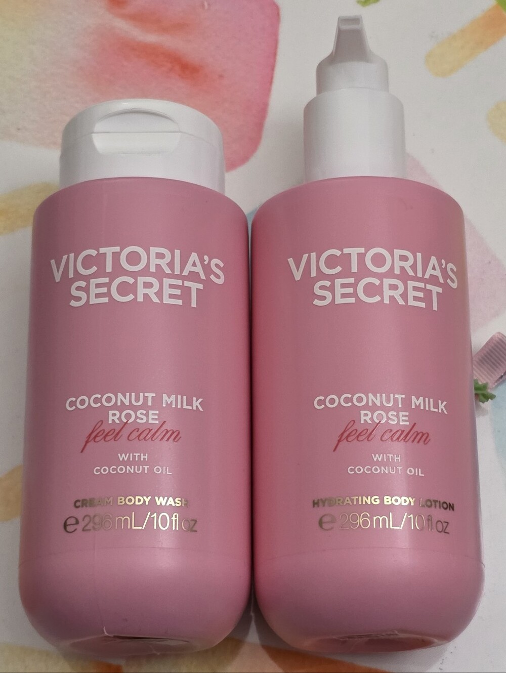 Victoria's Secret Coconut Milk Rose Body Wash & Lotion Set - Pink NEW